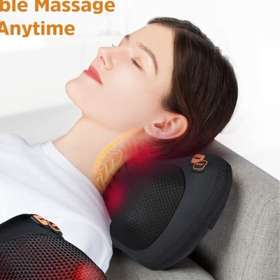 24W Travel Neck Pillow Massager Черная вибрирующая подушка для шеи с теплом